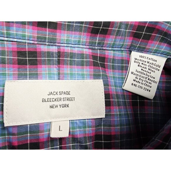 Jack Spade Large Mens Blue Red Black Check Button Down Long Sleeve Cotton Shirt - Picture 4 of 8